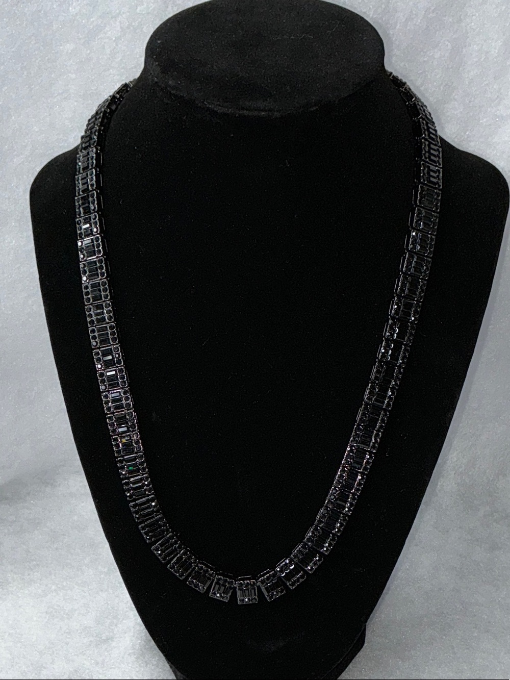 Men's Black Crystal Link Necklace 20”- Classic Chain Style - VVS CZ